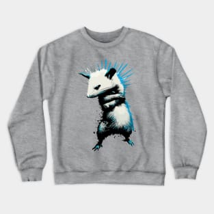 Funny retro punk opossum street art Crewneck Sweatshirt